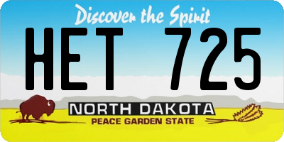 ND license plate HET725