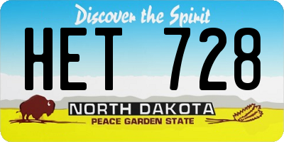 ND license plate HET728