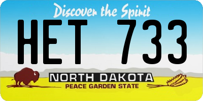 ND license plate HET733