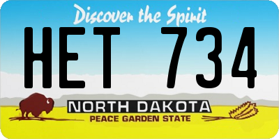 ND license plate HET734