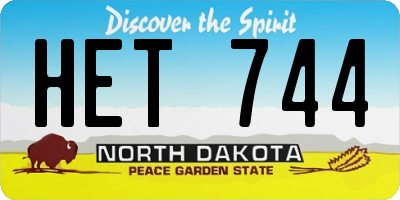 ND license plate HET744