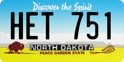 ND license plate HET751