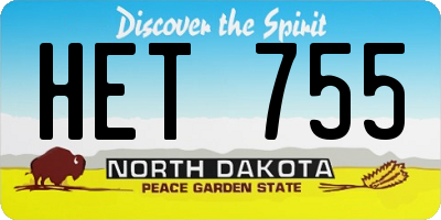 ND license plate HET755