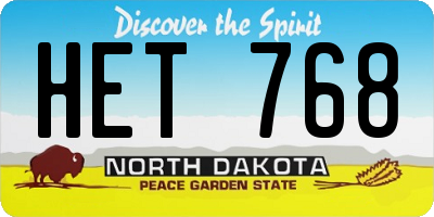 ND license plate HET768