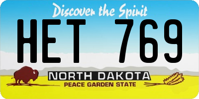 ND license plate HET769