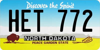ND license plate HET772