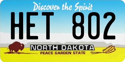 ND license plate HET802