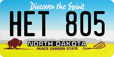 ND license plate HET805