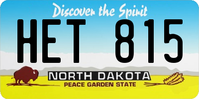 ND license plate HET815