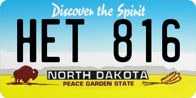 ND license plate HET816