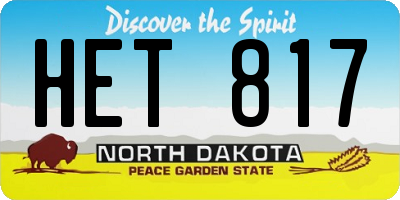 ND license plate HET817