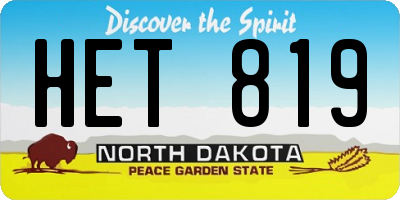 ND license plate HET819