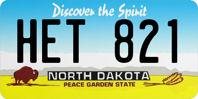 ND license plate HET821