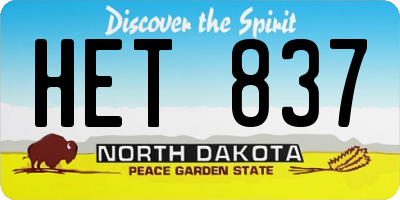 ND license plate HET837