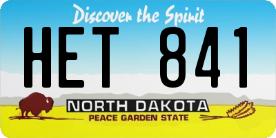 ND license plate HET841