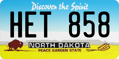 ND license plate HET858