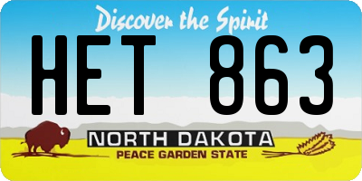 ND license plate HET863