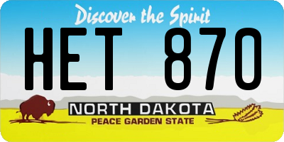 ND license plate HET870