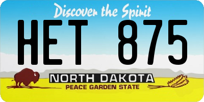 ND license plate HET875