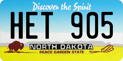 ND license plate HET905