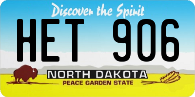 ND license plate HET906