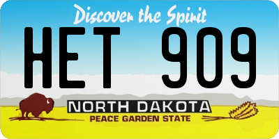 ND license plate HET909