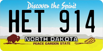 ND license plate HET914