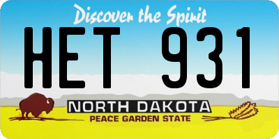 ND license plate HET931