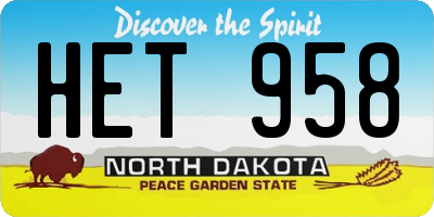 ND license plate HET958