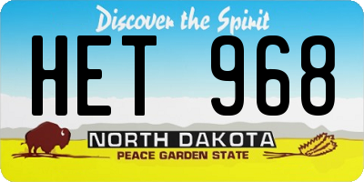 ND license plate HET968