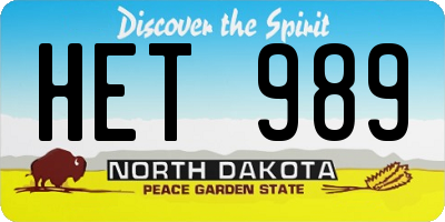 ND license plate HET989