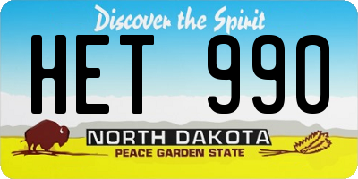 ND license plate HET990