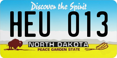 ND license plate HEU013