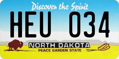 ND license plate HEU034
