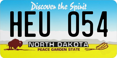 ND license plate HEU054