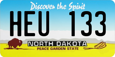 ND license plate HEU133