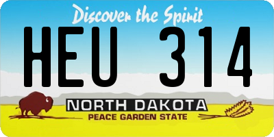 ND license plate HEU314