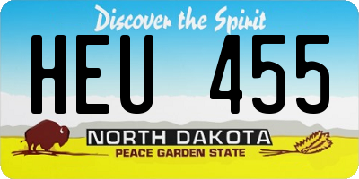 ND license plate HEU455