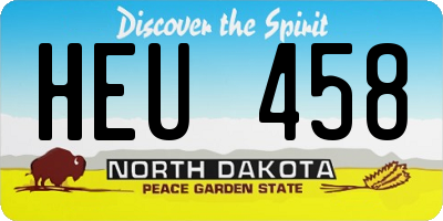 ND license plate HEU458