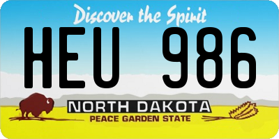 ND license plate HEU986