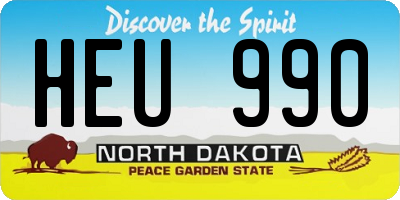 ND license plate HEU990