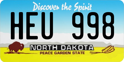 ND license plate HEU998