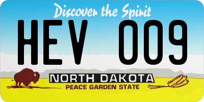 ND license plate HEV009