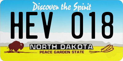 ND license plate HEV018