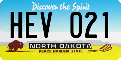 ND license plate HEV021