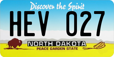 ND license plate HEV027