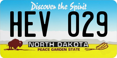 ND license plate HEV029