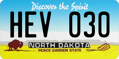 ND license plate HEV030