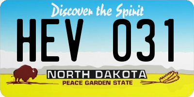 ND license plate HEV031