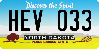 ND license plate HEV033